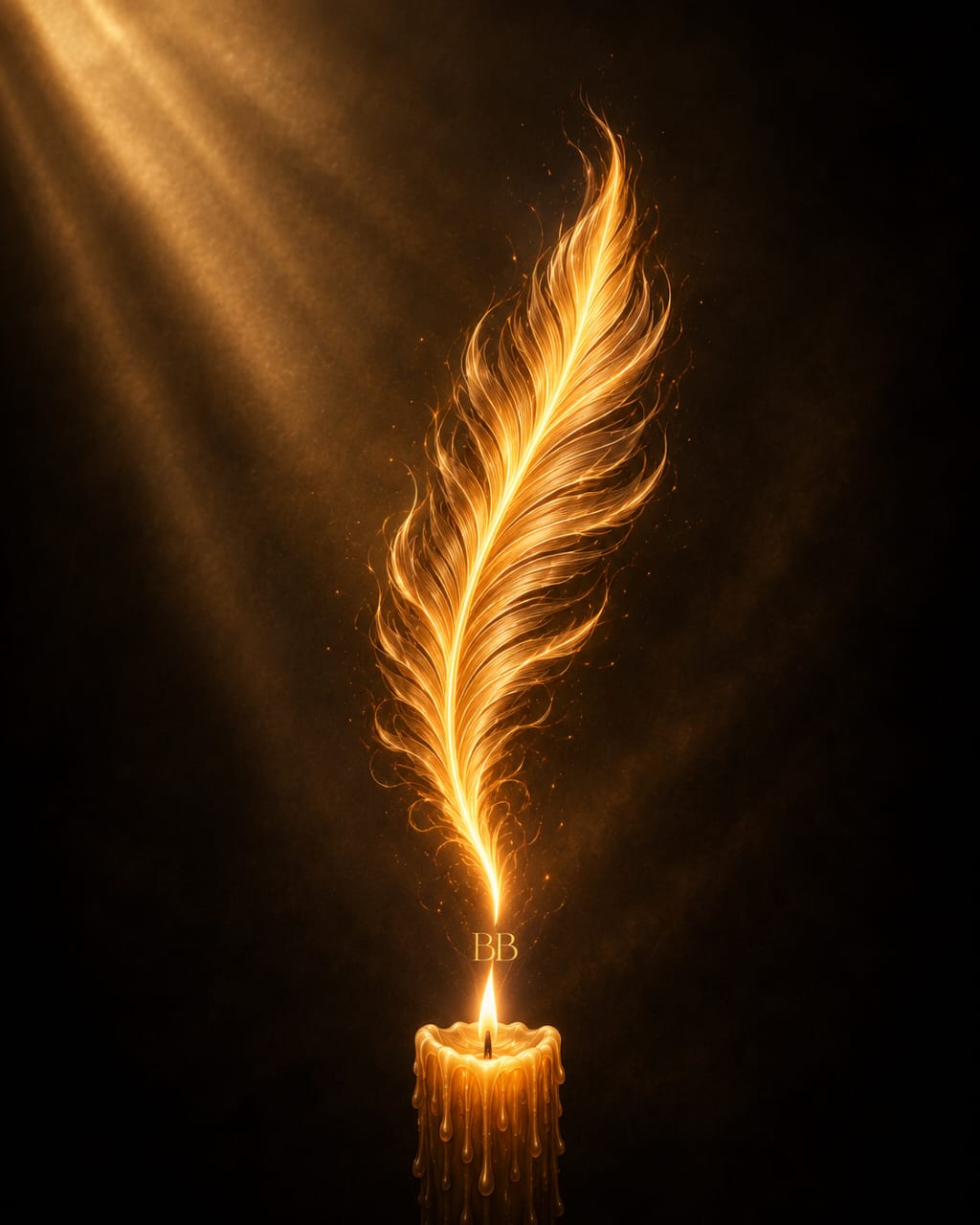 A single candle burning in the dark